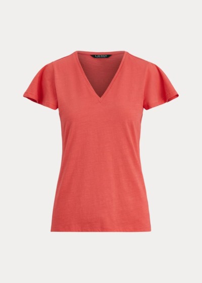 Women's Ralph Lauren Cotton Flutter-Sleeve T Shirts | 821659SON